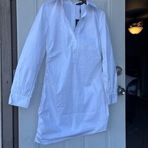 White Shirt Dress - Classic Long Sleeve Shift